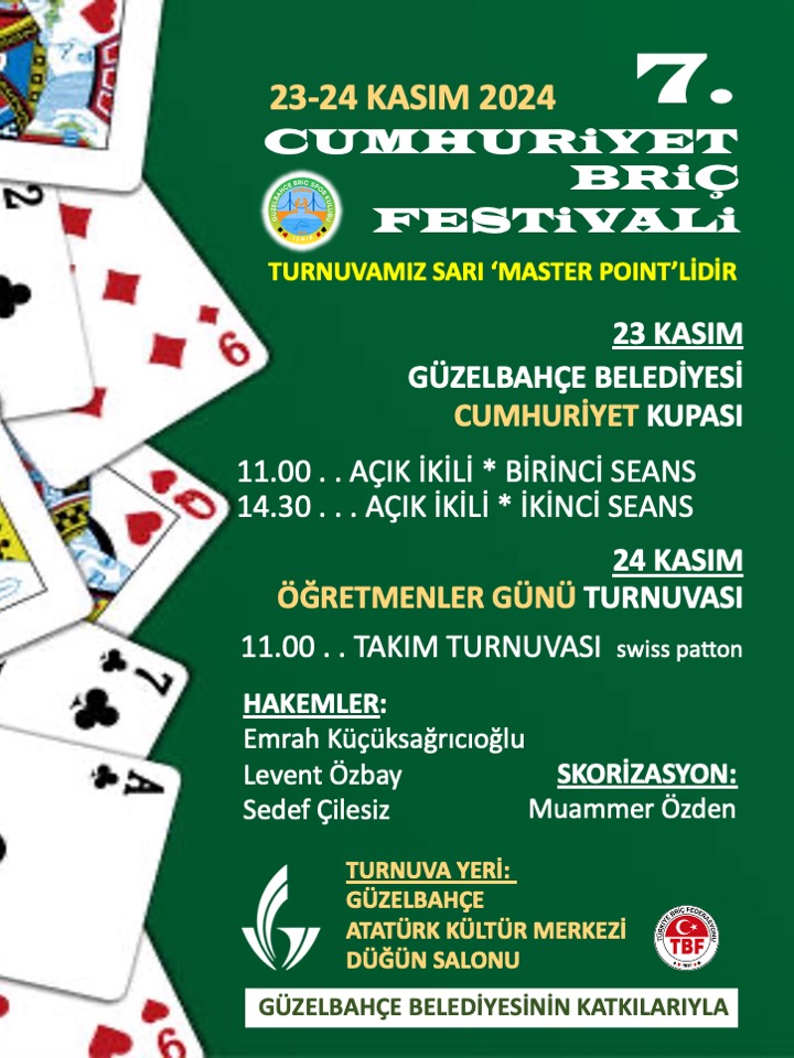 7. Güzelbahçe Cumhuriyet Briç Festivali